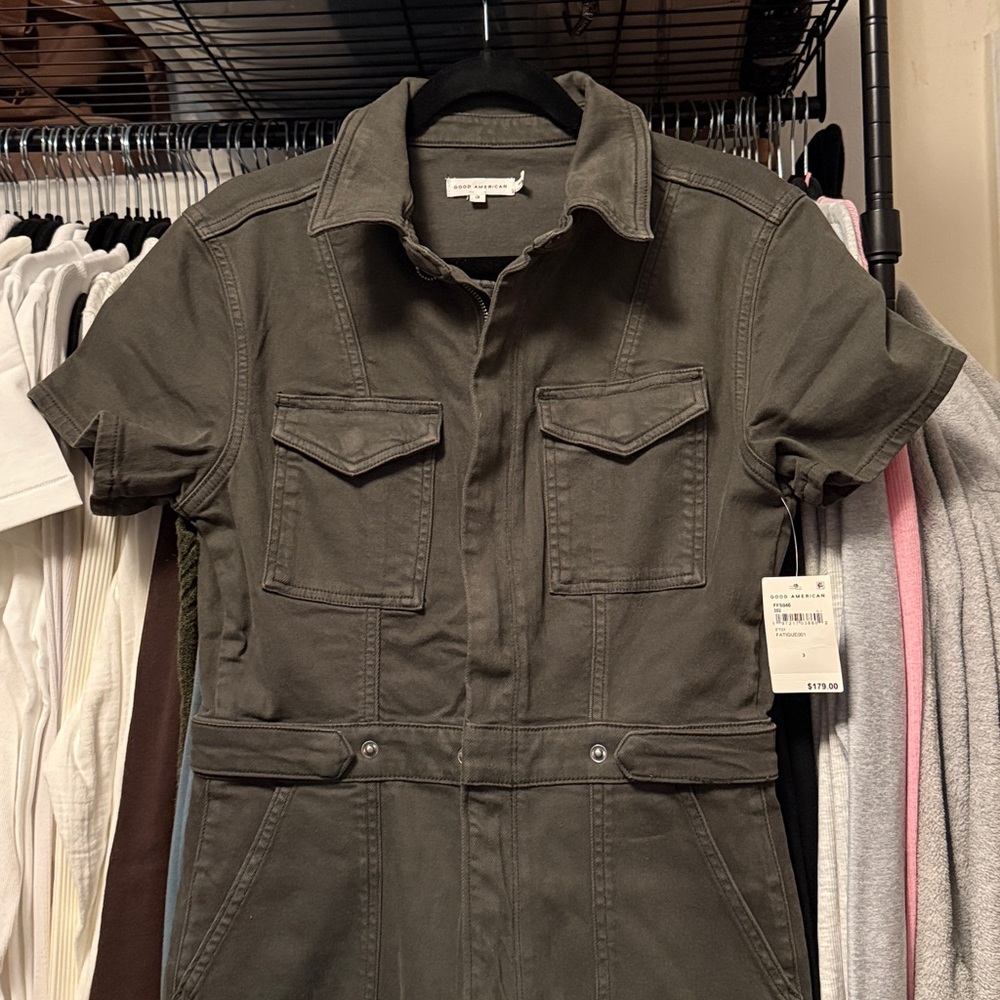 Good American Olive Utility Jumpsuit